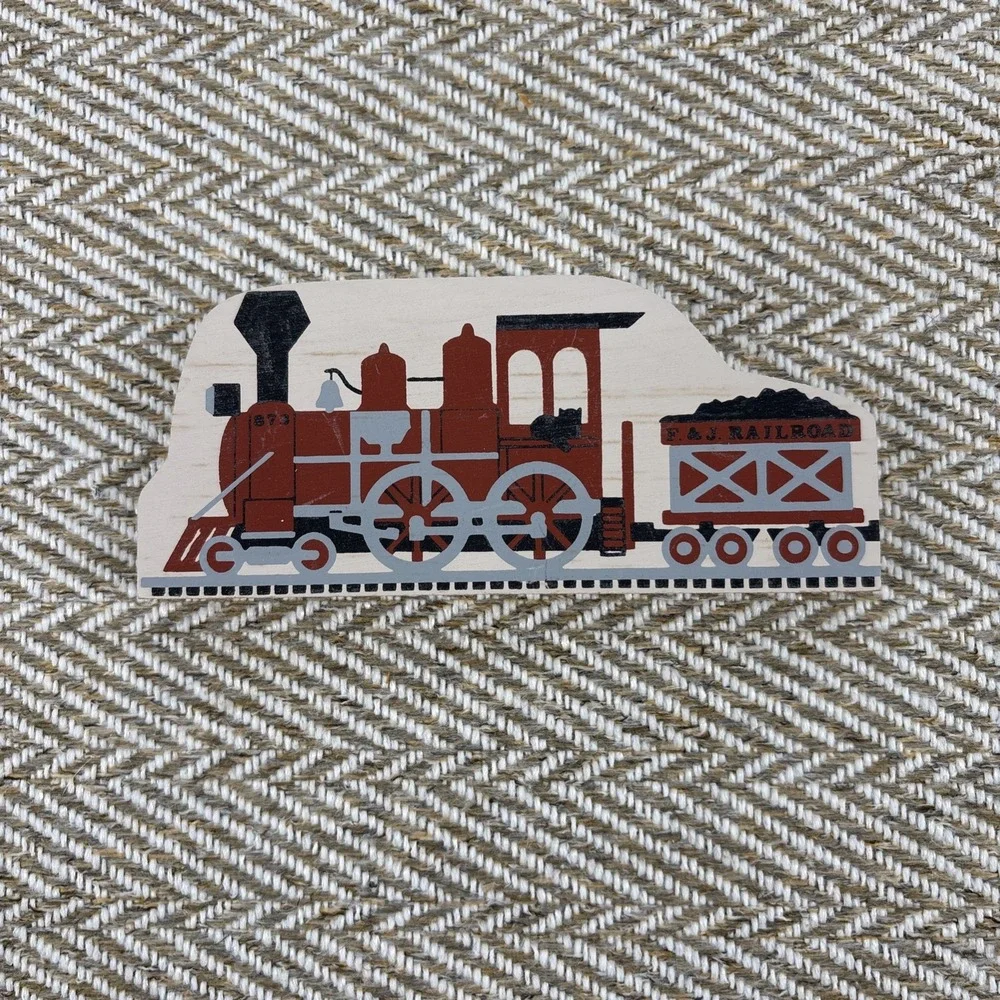 F & J Red Train Engine  Faline Cat's Meow Shelf Sitter Accessory